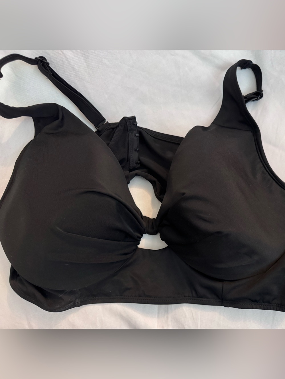 NWT 40DD Cacique Lane Bryant Black Swim Top with cute Detail